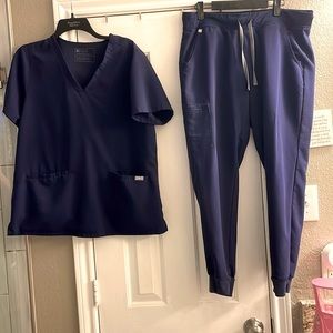 Figs Navy Blue Jogger Scrub Set Sz L Lg